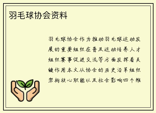 羽毛球协会资料