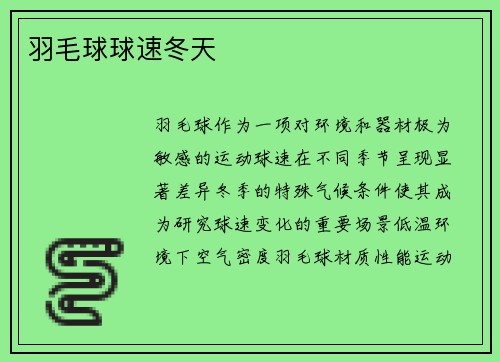 羽毛球球速冬天